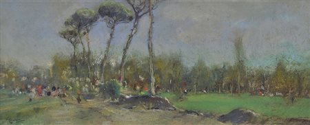 Giuseppe Casciaro (1863-1945) Pineta con figure