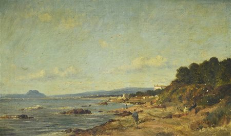 Anonimo, XIX sec. Marina con figure