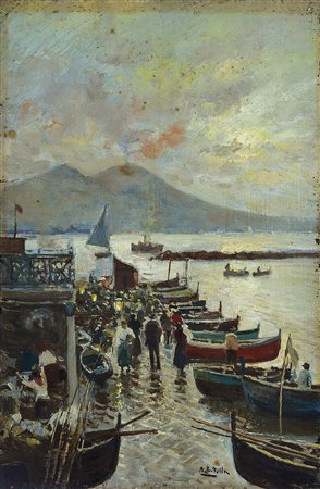 Attilio Pratella (1856-1949) Barche nel porto