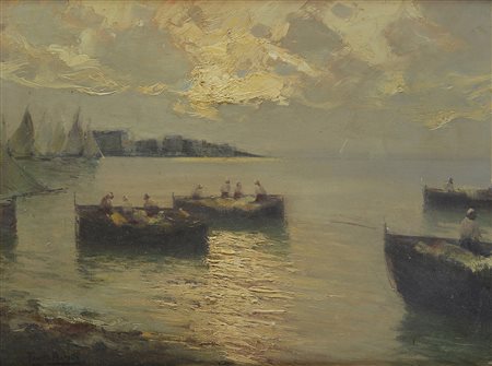 Fausto Pratella (1888-1964) Golfo di Napoli con barche