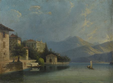 Giuseppe Canella (1788-1847) Paesaggio sul lago