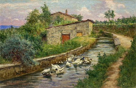 Adolfo Tommasi (1851-1933) Gorile con oche