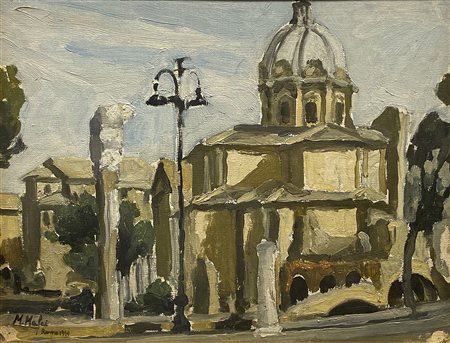 Mario Mafai (1902-1965) Veduta della Chiesa del SS. Nome di Maria a Roma 1960