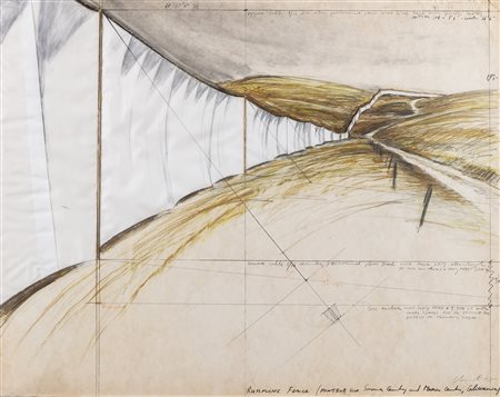 Christo (Gabrovo - Bulgaria  1935-New York 2020), Running Fence (Project for Sonoma County and Marina County, California), 1975