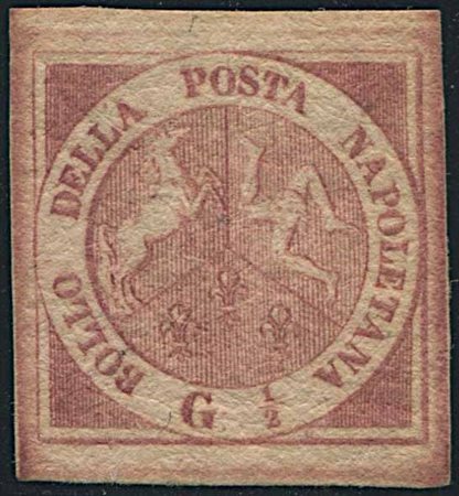 Regno di Napoli. 1/2 gr. rosa chiaro (S.1) del 1858., 
