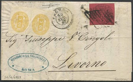 Stato Pontificio. Lettera da Roma per Livorno del 30 Settembre 1867., 