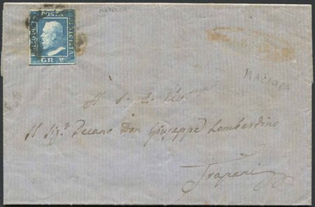 1859, Sicilia, lettera da Mazara per Trapani del 13 aprile 1860., 