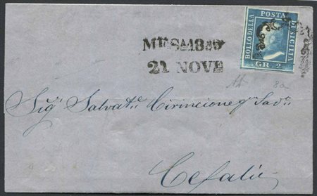 1859, Sicilia. Lettera da Messina per Cefalù del 21 novembre 1859., 