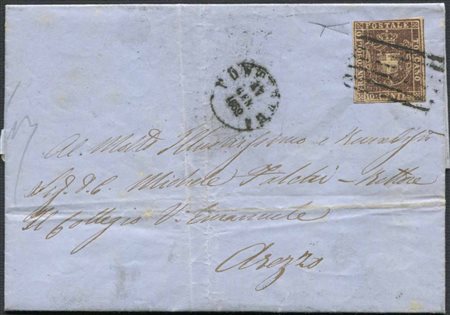 1860, TOSCANA, lettera da Pontedera per Arezzo del 17/1/1862,, 