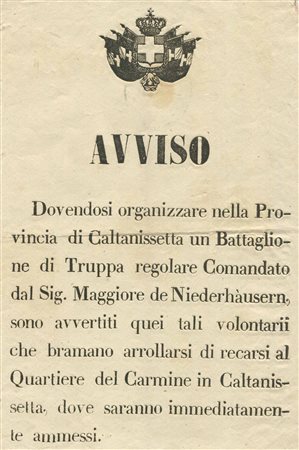 RISORGIMENTO, volantino (cm 23,8x16) pubblicato e distribuito in Sicilia, 