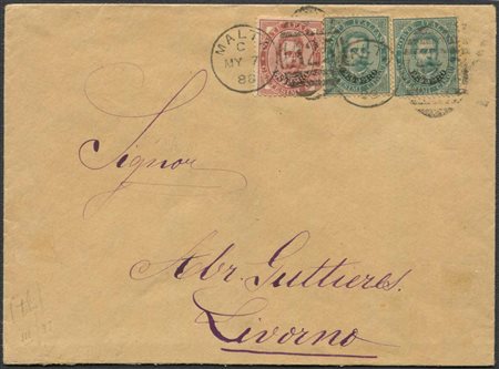 1888, Levante, lettera da Malta per livorno del 7 maggio 1888, 