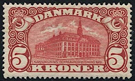 1912, Danimarca, Palazzo delle Poste (Un. 68), lieve t.l., 