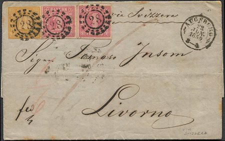 1859, Baviera, lettera da Augusta per Livorno del 22 giugno 1859,, 