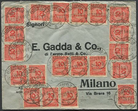 1923, Germania, lettera da Elberfeld per Milano del 2 novembre 1923, 