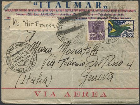 1936, Brasile, busta da Rio de Janeiro per Genova, del 23 febbraio 1936, 
