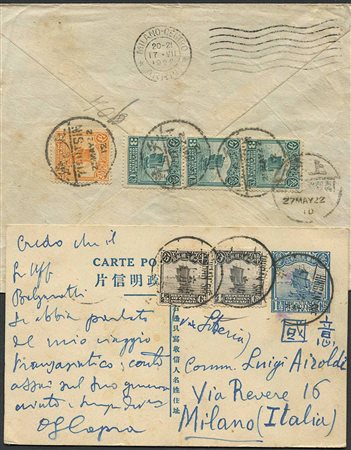 1922/26, Cina, una busta da Tientsin per Milano del 25 maggio 1922, 