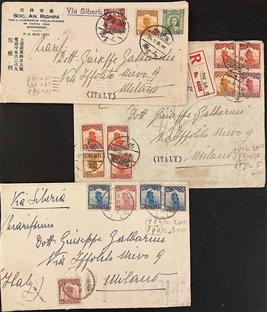 1931/32, China, three envelopes from Shanghai to Milano, 