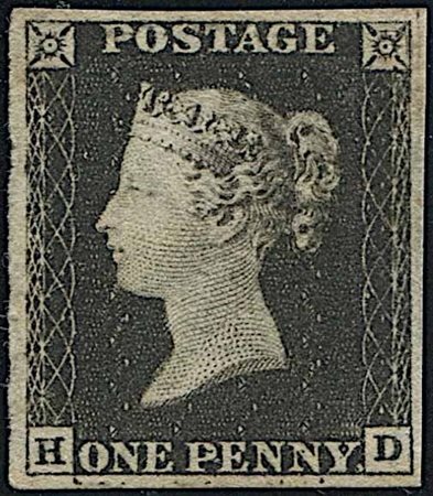 1840, Great Britain, one Penny Black “HD”, 