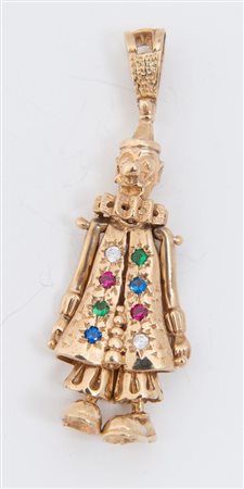 CIONDOLO ARLECCHINO. Realizzato a foggia di Arlecchino, in oro a basso titolo...