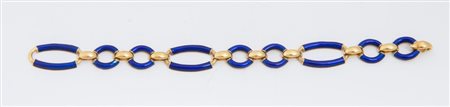 BRACCIALE IN ORO E SMALTI in oro giallo 18K, a maglie ovali decorate con...