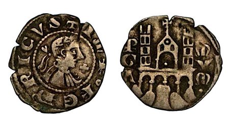 BERGAMO. Comune, a nome di Federico II (1194-1250)., Denaro planeto, anni 1282-1290.