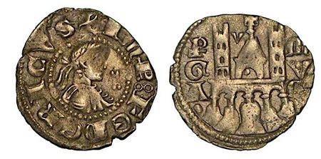 BERGAMO. Comune, a nome di Federico II (1194-1250)., Denaro planeto, anni 1270-1282.
