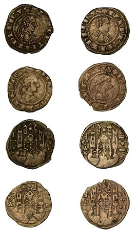 BERGAMO. Comune, a nome di Federico II (1194-1250)., Lotto di quattro esemplari. Denaro planeto, anni 1265-1270.