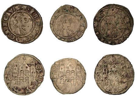 BERGAMO. Comune, a nome di Federico II (1194-1250)., Lotto di tre esemplari. Denaro planeto, anni 1265-1270.