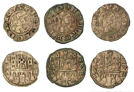 BERGAMO. Comune, a nome di Federico II (1194-1250)., Lotto di tre esemplari. Denaro planeto, anni 1282-1290.