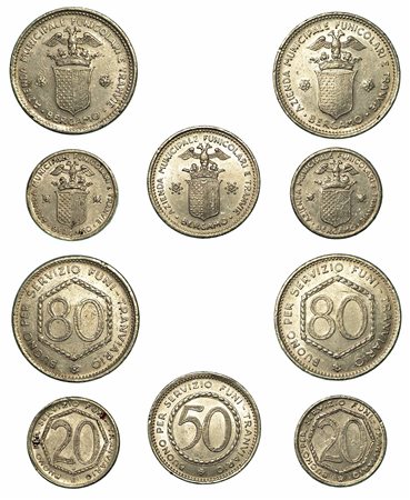 BERGAMO. Lotto di cinque buoni in alluminio., 