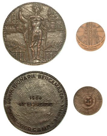 BERGAMO. Lotto di due medaglie in bronzo., 