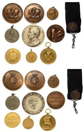 BERGAMO. Lotto di dieci medaglie di Bergamo del 1900 di argomenti vari., 
