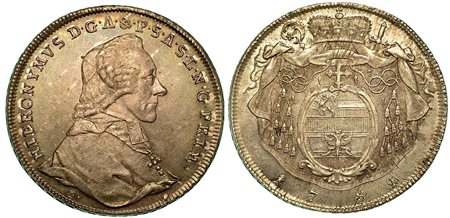 AUSTRIA - SALISBURGO. Hieronymus, 1772-1803., Thaler 1781.