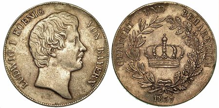GERMANIA - BAVIERA. Ludwig I, 1825 - 1848., Thaler 1837 (tallero dell'incoronazione).