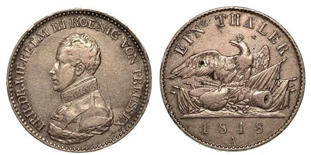 GERMANIA - PRUSSIA. Friedrich Wilhelm III, 1797-1840., Thaler 1818, zecca di Berlino.