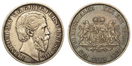 GERMANIA - REUSS - SCHLEIZ. Heinrich XIV, 1867-1913., Thaler 1868.