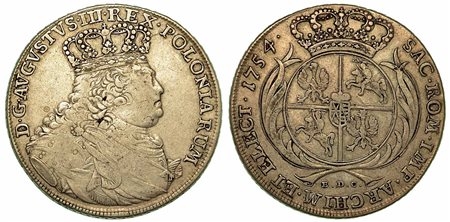 GERMANIA - SASSONIA. Friedrich August III, 1763-1806., Thaler 1754.
