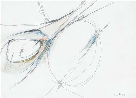 ACHILLE PERILLI Roma 28/01/1927 Senza titolo, 1965 matita e pastello su carta...