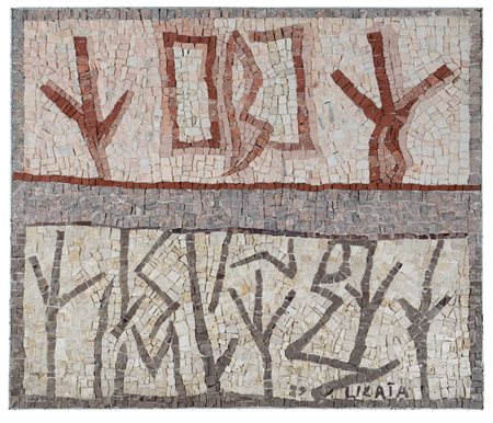 RICCARDO LICATA Torino 20/12/1929 Senza titolo, 1989 mosaico cm. 72x83, firma...