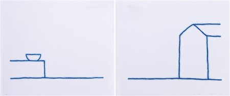 TINO STEFANONI Lecco (Co) 06/07/1937 Dittico, 2003 lotto di due pastelli su...