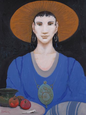 GOFFREDO CIVITARESE Chieti 30/01/1938 Fanciulla in blu con medaglione, 2001...