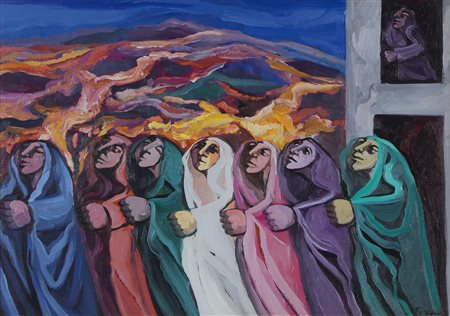 SAVERIO TERRUSO Monreale (Pa) 11/01/1939 - Milano 03/03/2003 Processione olio...