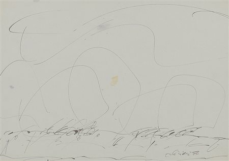 CLAUDIO OLIVIERI Roma 28/11/1934 Senza titolo, 1958 china su carta cm....