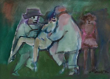 MINO MACCARI Siena 24/11/1898 - Roma 17/06/1989 Figure, anni '70 olio su tela...