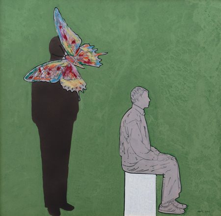 RENATO MAMBOR Roma 04/12/1936 Dietro le spalle, 2002 olio e tecnica mista su...