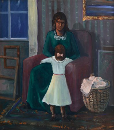 PINO PONTI Venezia 12/04/1905 - 1999 Maternità, 1923 olio su tavola cm....