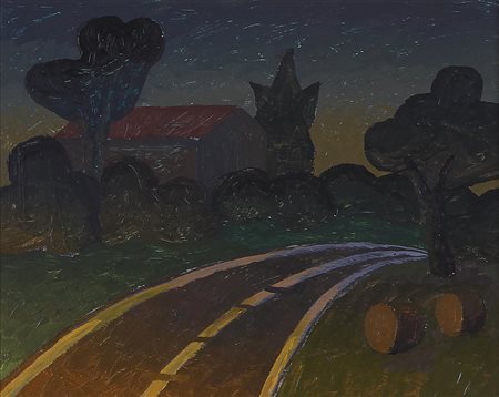 SALVO Leonforte (En) 22/05/1947 La strada olio su tela cm. 24x30, firma e...