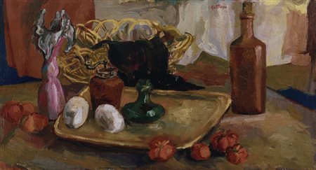 RENATO GUTTUSO Bagheria (Pa) 02/01/1912 - Roma 17/01/1987 Tavolo con natura...