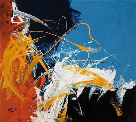 ATTILIO SCARFI’ Torino 1931 Valle di Susa, 1997 smalto su tela cm. 90x100,...