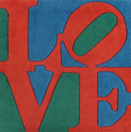 ROBERT INDIANA New Caste (Indiana) 1928 Love tappeto applicato su tavola cm....
